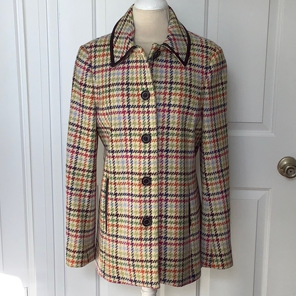 Coach Tattersall Hampton Tweed Wool Coat. Size S. EUC